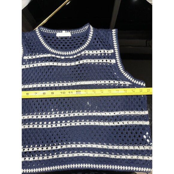 Solitaire Navy Blue/White Striped Crocheted 2-Piece Maxi Skirt & Top XL - Picture 11 of 14